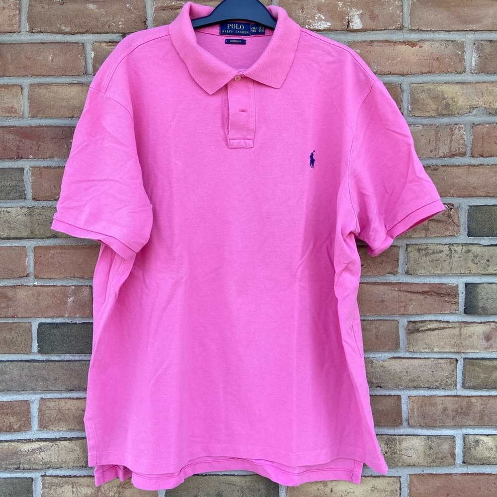 Polo Ralph Lauren Custom Fit Mesh Polo Shirt - Pink - XXL